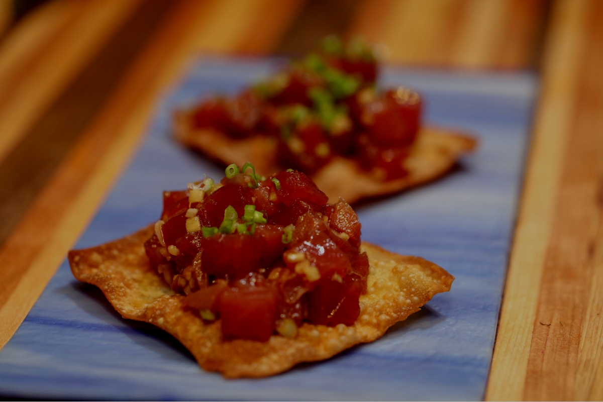 Tuna Tartare on a Crispy Wonton